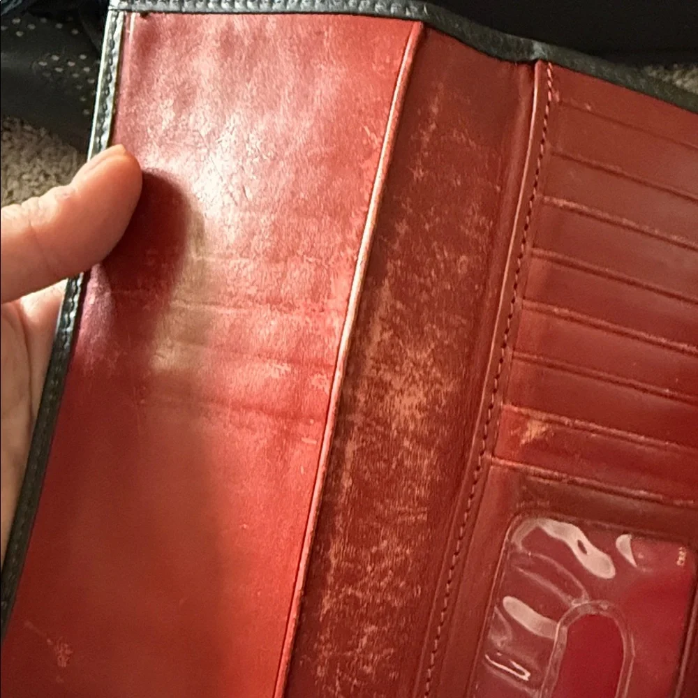 Dooney & Bourke Red Plaid Tartan Trifold Wallet with Leather Trim - Picture 7 of 11